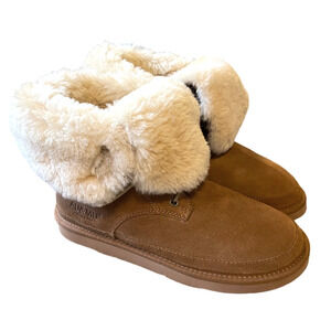 AU&MU Classic Suede 8.5 Sheepskin $495 Winter Boots Shearling Fur Sn UGG Snow